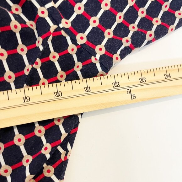 Talbots Navy Blue Trellis Dot Print Surplice Long Sleeve Top V-Neck - Size 2X - Picture 6 of 7